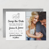 Chic Monogram Wedding Rings Rette oder tauscht das Save The Date (Vorne/Hinten)