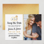 Chic Monogram Wedding Rings Rette oder tauscht das Save The Date (Vorne/Hinten)