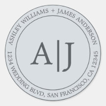 Chic Monogram Wedding Rücksendeadresse Pastel Blue