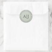 Chic Monogram Wedding Rücksendeadresse Pastel Gree Runder Aufkleber (Tasche)
