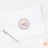 Chic Monogram Wedding Rücksendeadresse Pastel Pink Runder Aufkleber (Umschlag)