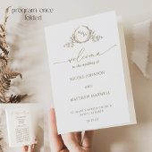 Chic Monogram White Gold Wedding Foldable Programm