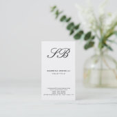 Chic Monogram White Law Firm Business Card Visitenkarte (Stehend Vorderseite)