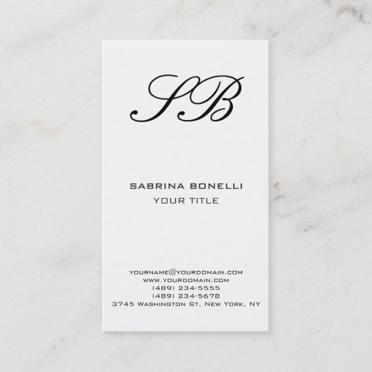 Chic Monogram White Law Firm Business Card Visitenkarte (Vorderseite)