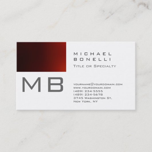 Chic Monogram White Strip Business Card Visitenkarte (Vorderseite)