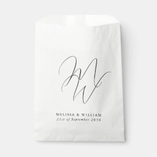 Chic Monogram White Wedding Geschenktütchen