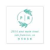 Chic Monogram Wreath Wedding Rücksendeadresse Permastempel (Design)