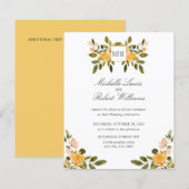 Chic Monogram Yellow Green Flororal Wedding (Vorne/Hinten)