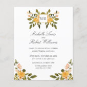 Chic Monogram Yellow Green Flororal Wedding (Vorderseite)