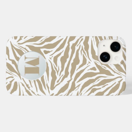 Chic Monogram Zebra Case-Mate iPhone Hülle (Rückseite (Horizontal))