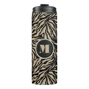 Chic Monogram Zebra Print Thermosbecher