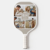 Chic Monogramm 4 Foto Collage Pickleball Schläger (Vorderseite)