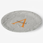 Chic Monogramm beruflich schlicht fügen Sie Ihren  Pappteller (Schrägansicht)