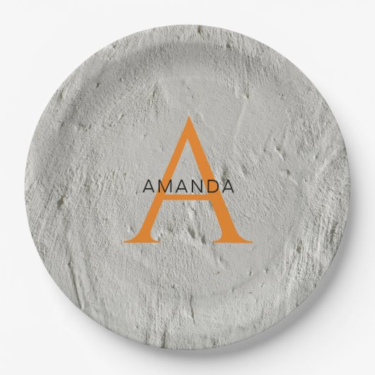 Chic Monogramm beruflich schlicht fügen Sie Ihren  Pappteller (Vorderseite)