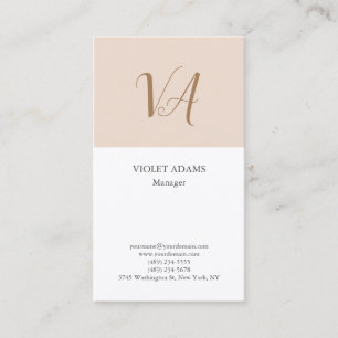 Chic Monogramm beruflich schlicht minimalistisch Visitenkarte
