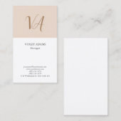 Chic Monogramm beruflich schlicht minimalistisch Visitenkarte (Vorne/Hinten)