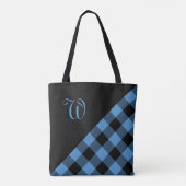 Chic-Monogramm-blauer schwarzer Büffel-Karo Tasche (Rückseite)