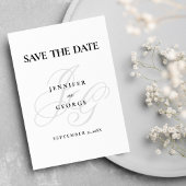 Chic Monogramm-Initialen Save the Date Schwarz-wei