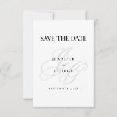 Chic Monogramm-Initialen Save the Date Schwarz-wei (Vorderseite)