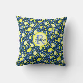 Chic Monogramm Name Rustikale Zitrusfrüchte Lemons Kissen