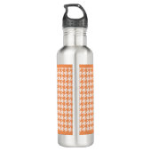 Chic-Monogramm-orange Hahnentrittmuster mit Namen Edelstahlflasche (Rückseite)