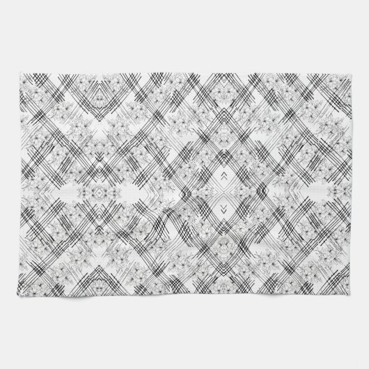 Chic Monogrammierte Blume und Streifen Geschirrtuch (Horizontal)