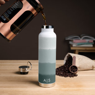 Chic monogrammiertes Watercolor Limed Spruce Ombre Trinkflasche