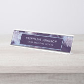 Chic Moody Abstrakt Lila Blue Boss Lady CEO Schreibtischnamensplakette (Vorderseite )