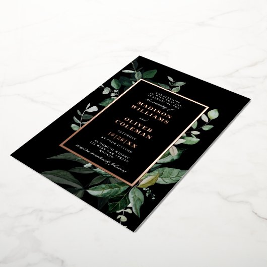 Chic Moody Botanical Frame Wedding REAL Folieneinladung (Gedreht)