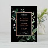 Chic Moody Botanical Frame Wedding REAL Folieneinladung (Stehend vorne)