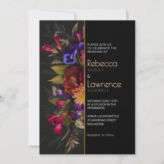 Chic Moody Florals Hochzeitseinladung Einladung (Vorderseite)