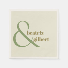 Chic Moss and Olive Green Modern Wedgram Monogram Serviette