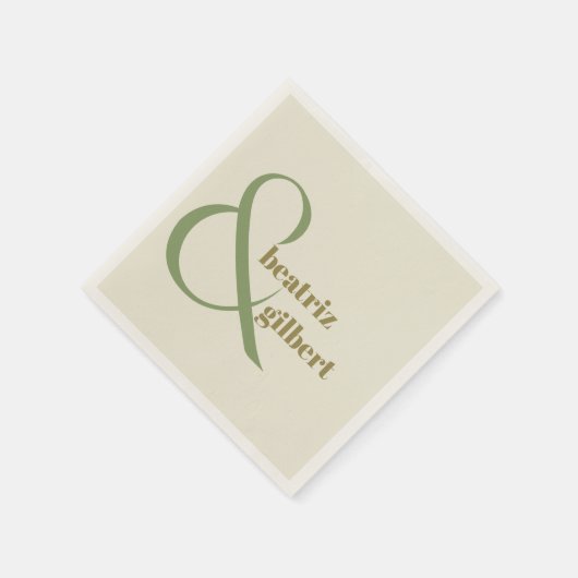 Chic Moss and Olive Green Modern Wedgram Monogram Serviette (Ecke)