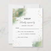 Chic Moss Green Gold Wedding RSVP Card (Vorderseite)
