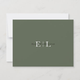 Chic Moss Green Wedding Monogram Note Card Mitteilungskarte