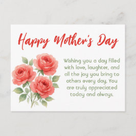 Chic Mother Day Postcard mit Aquarellfarben-Blume Feiertagspostkarte