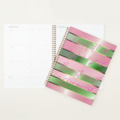 Chic Motivational Striped Pink and Green Quote Planer (Anzeige)