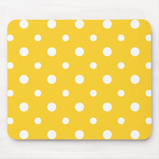 Chic Mousepad: Weiße Jumbo-Polkas auf Gelb Mousepad (Vorne)
