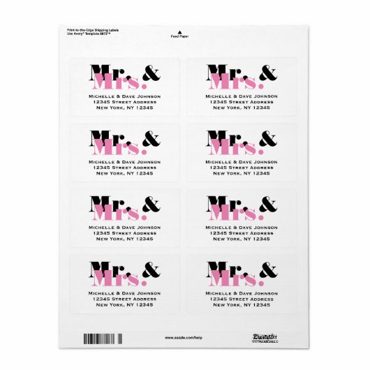 Chic Mr and Mrs. address labels for married paar (Vorne)