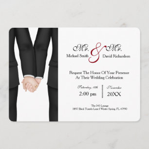 Chic Mr. & Mr. Tuxedo Couple Wedding Celebration Einladung