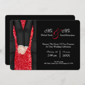 Chic Mr. & Mr. Tuxedo Couple Wedding Celebration Einladung (Vorne/Hinten)