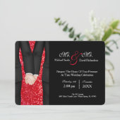 Chic Mr. & Mr. Tuxedo Couple Wedding Celebration Einladung (Stehend Vorderseite)