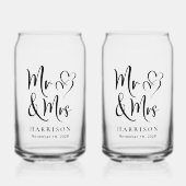 Chic Mr Mrs Bride Groom Wedding Dosenglas (Vorderseite)