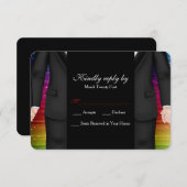 Chic Mr. und Herr Tuxedo Couple RSVP Card Einladung (Vorne/Hinten)