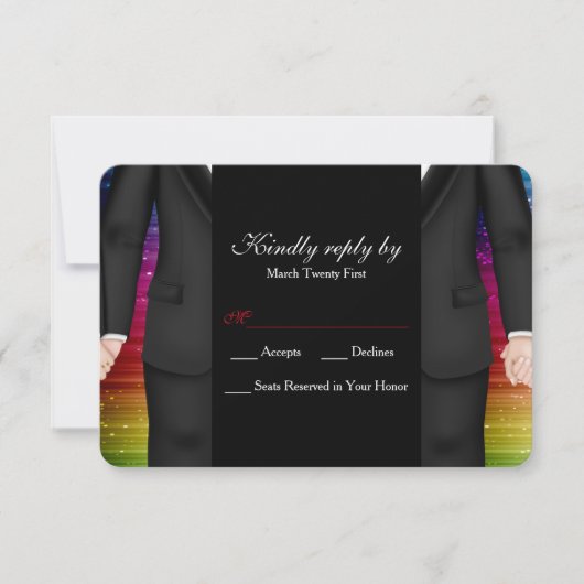 Chic Mr. und Herr Tuxedo Couple RSVP Card Einladung (Vorderseite)