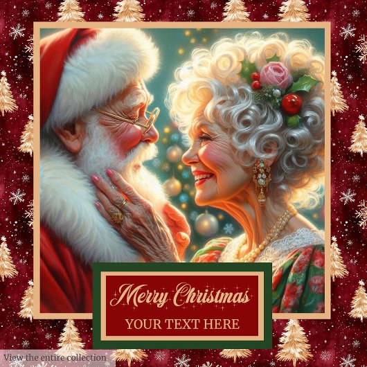 Chic Mr. und Mrs. Claus Gold Trees Red Bath Handtu Badhandtuch Set