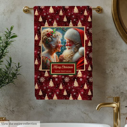 Chic Mr. und Mrs. Claus Red Gold Badtuch Badhandtuch Set