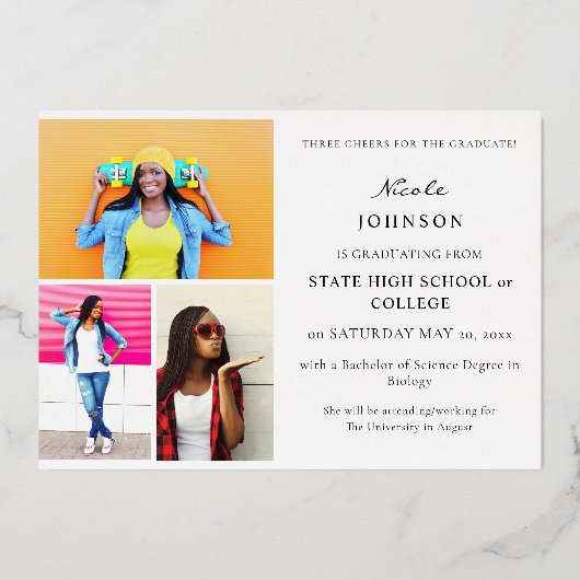 Chic Multi 5 Foto Abschluss Ankündigung (Rückseite)