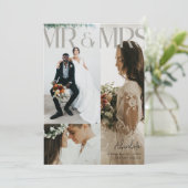 Chic Multi-Foto Hochzeit Danke Karte W Hinweis (Stehend Vorderseite)