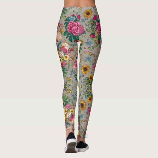 Chic Multicolor Blumenmuster Leggings (Rückseite)